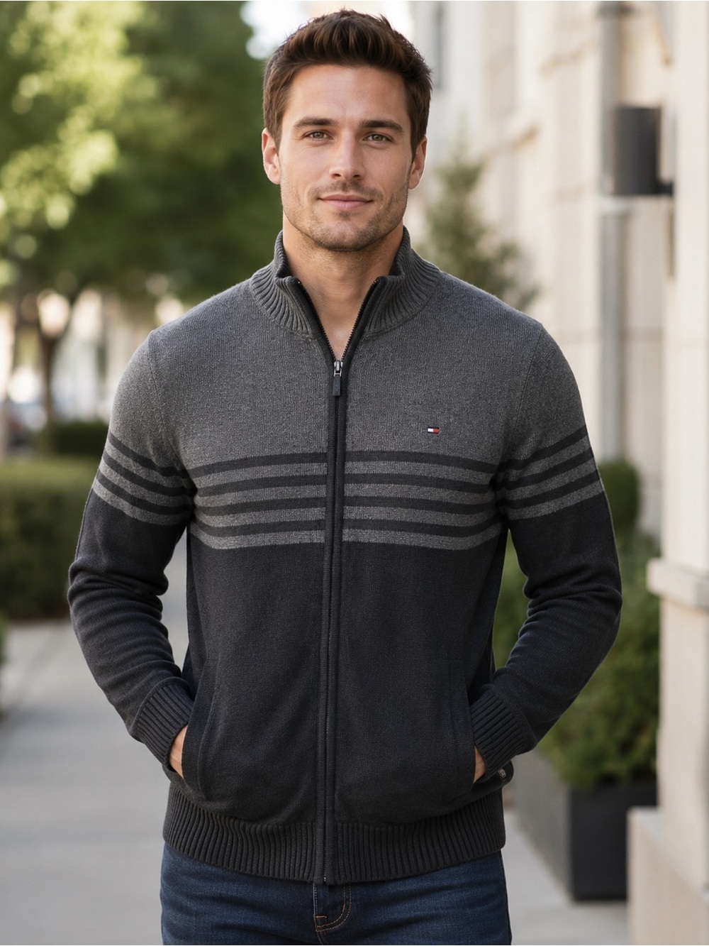 Tommy Hilfiger Full Zip Sweater Jacket | Men’s Large